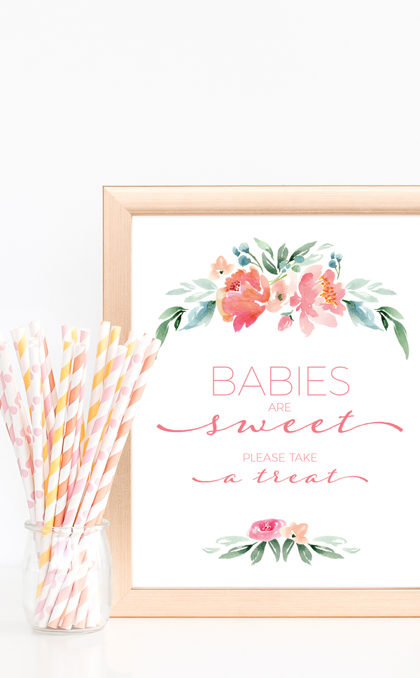 Pink Baby Shower Treat Table Sign - ARRA Creative