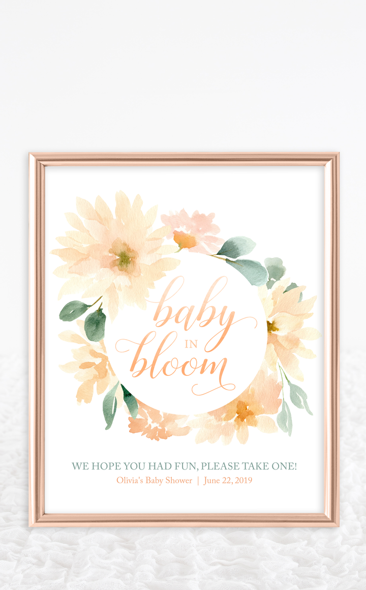 Baby in Bloom Printable Sign and Thank You Tags - ARRA Creative