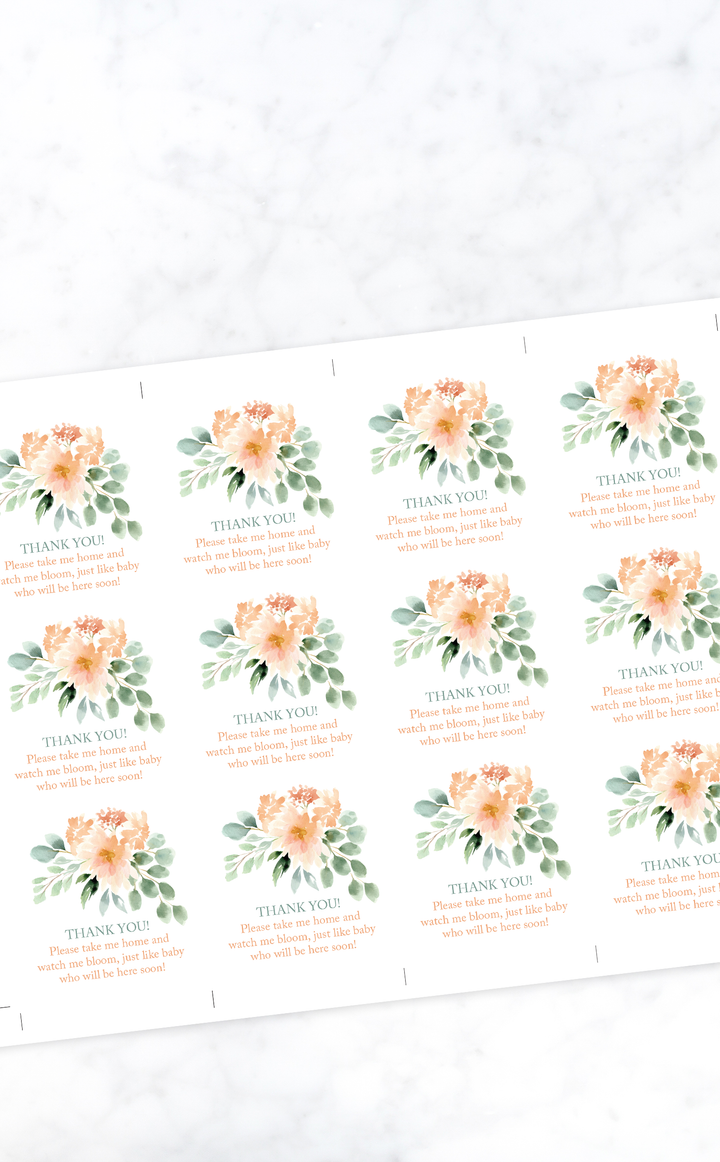 Baby in Bloom Printable Sign and Thank You Tags - ARRA Creative
