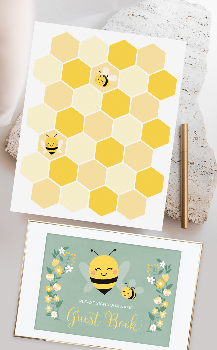 Bee Baby Shower Guest Book Sign - ARRA Creative
