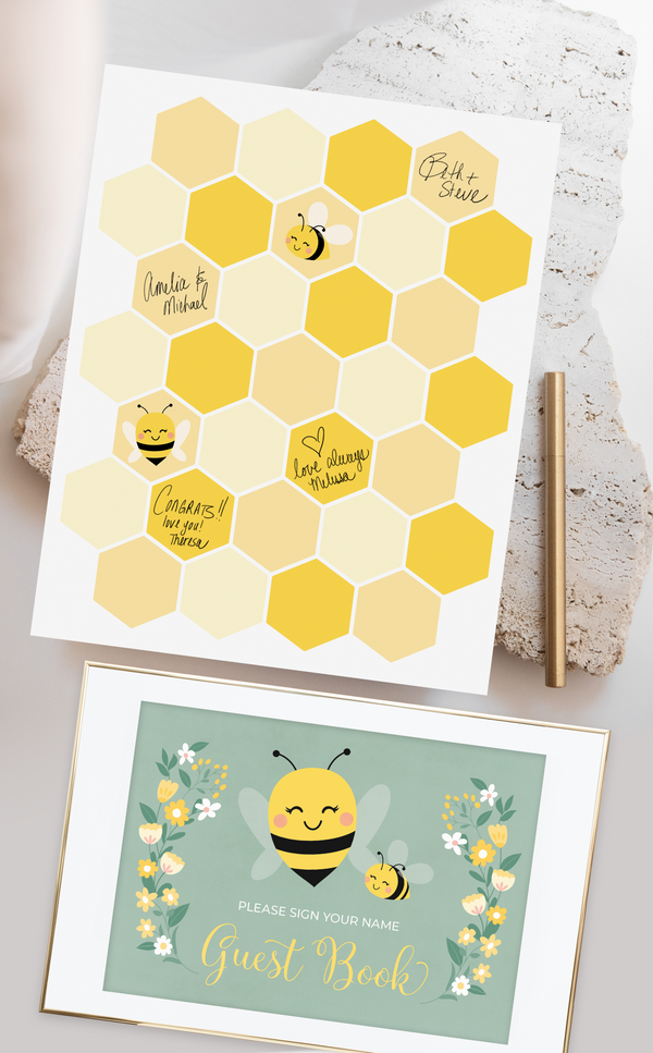 Bee Baby Shower guest book signs