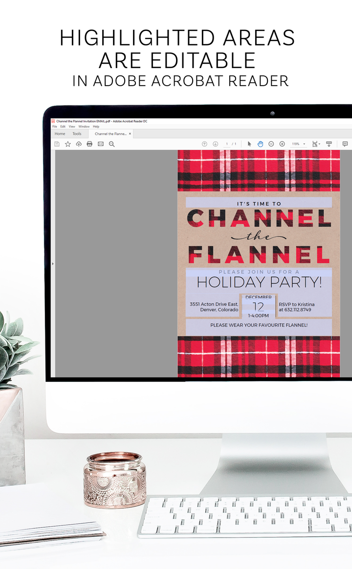 Channel the Flannel Christmas Party Invitation - ARRA Creative
