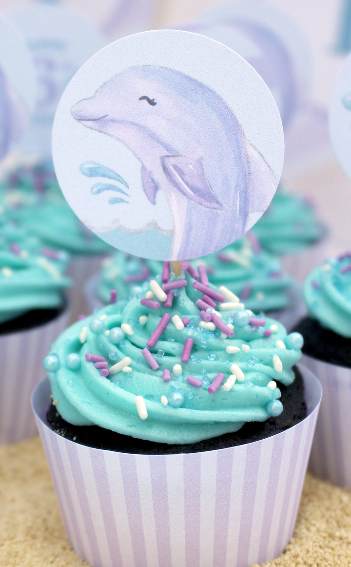 Dolphin Under the Sea Cupcake Toppers and Wrappers - ARRA Creative
