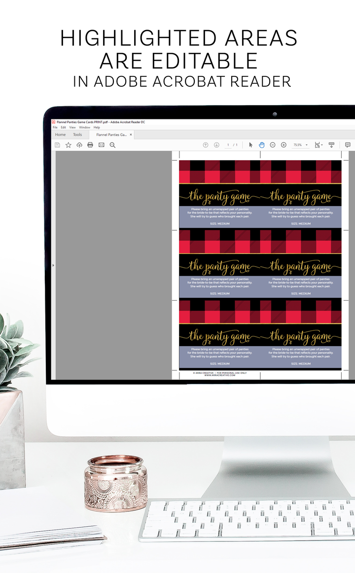 Flannel Fling Panty Game Cards and Sign - ARRA Creative