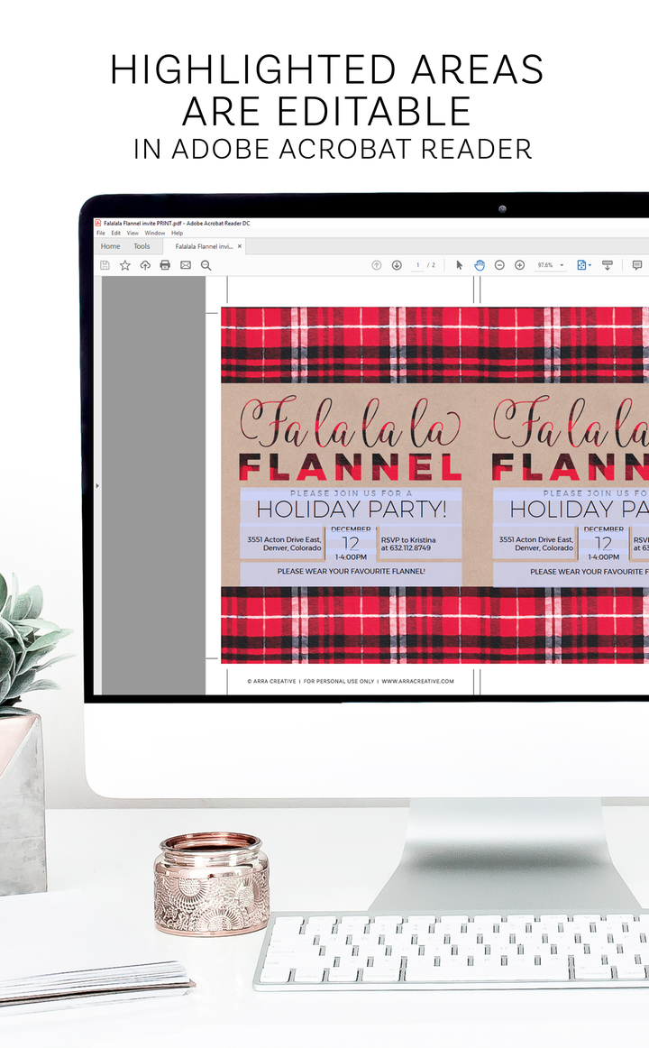 Fa La La La Flannel Holiday Party Invitation | Personalize + Print