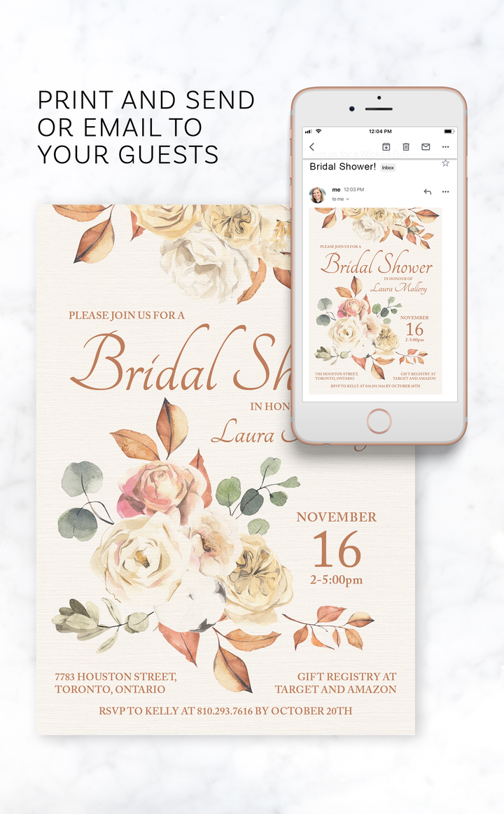 Fall Floral Bridal Shower Invitation - ARRA Creative