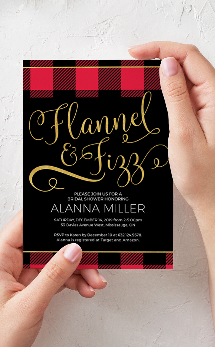 Flannel and Fizz Bridal Shower Invitation - ARRA Creative