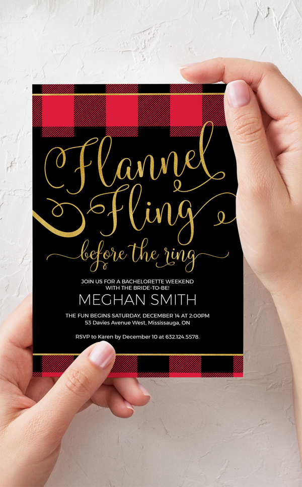 Flannel Fling Before the Ring Bachelorette Invitation - ARRA Creative