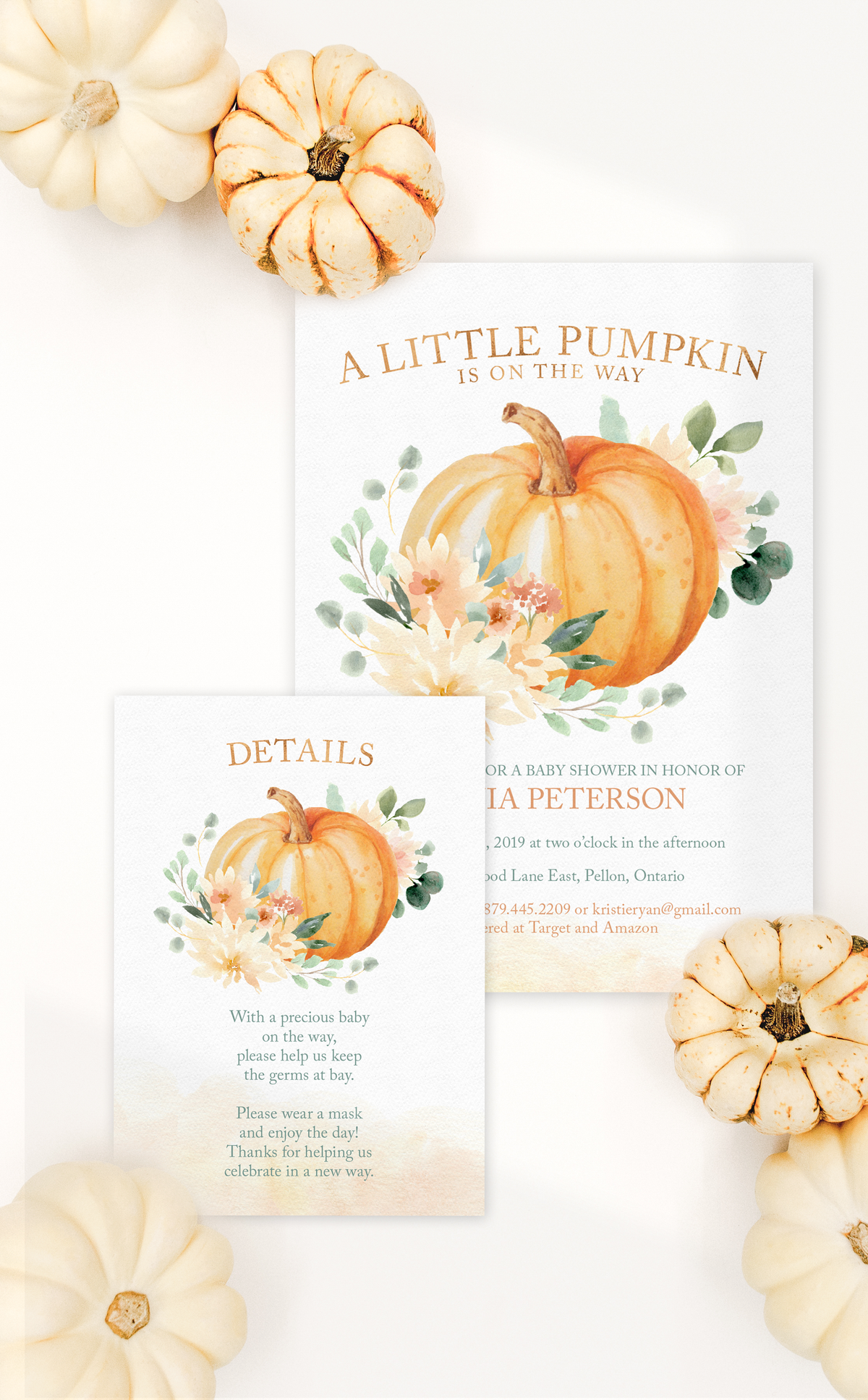 Little Pumpkin Baby Shower Invitation for Fall Baby Shower – ARRA Creative for Free Printable Pumpkin Invitation Template