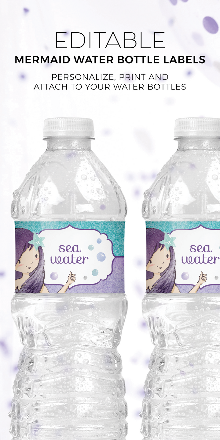 Printable Mermaid Water Bottle Labels - ARRA Creative