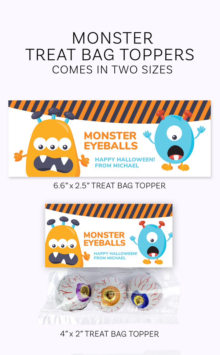Monster Eyeballs Halloween Treat Bag Toppers - ARRA Creative