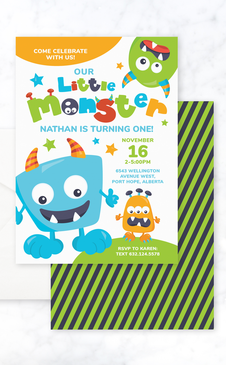 Little Monster Birthday Party Invitation - ARRA Creative
