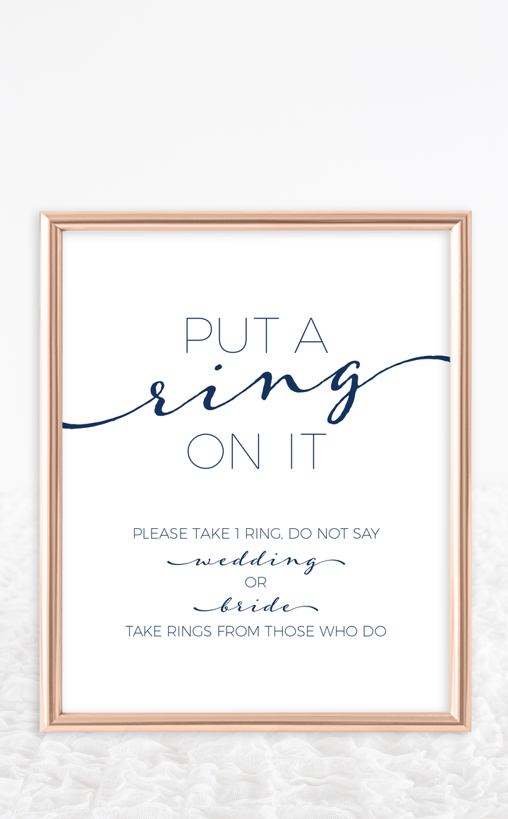 Navy put a ring on it bridal shower game sign