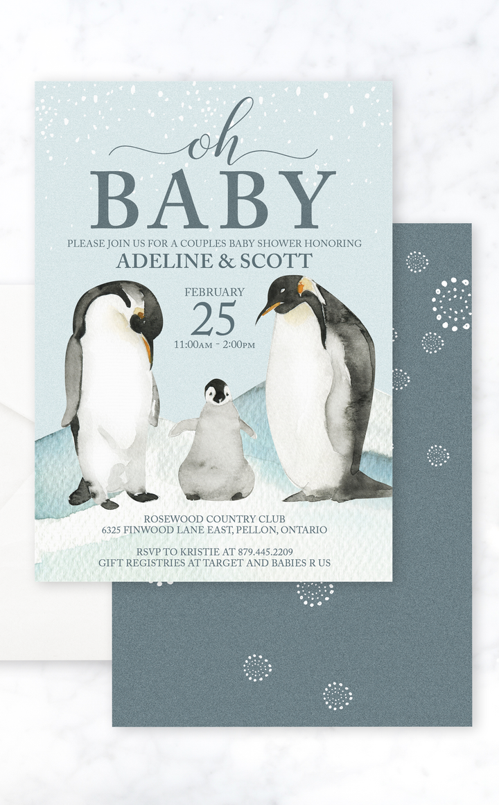 Penguin Baby Shower Invitation - ARRA Creative