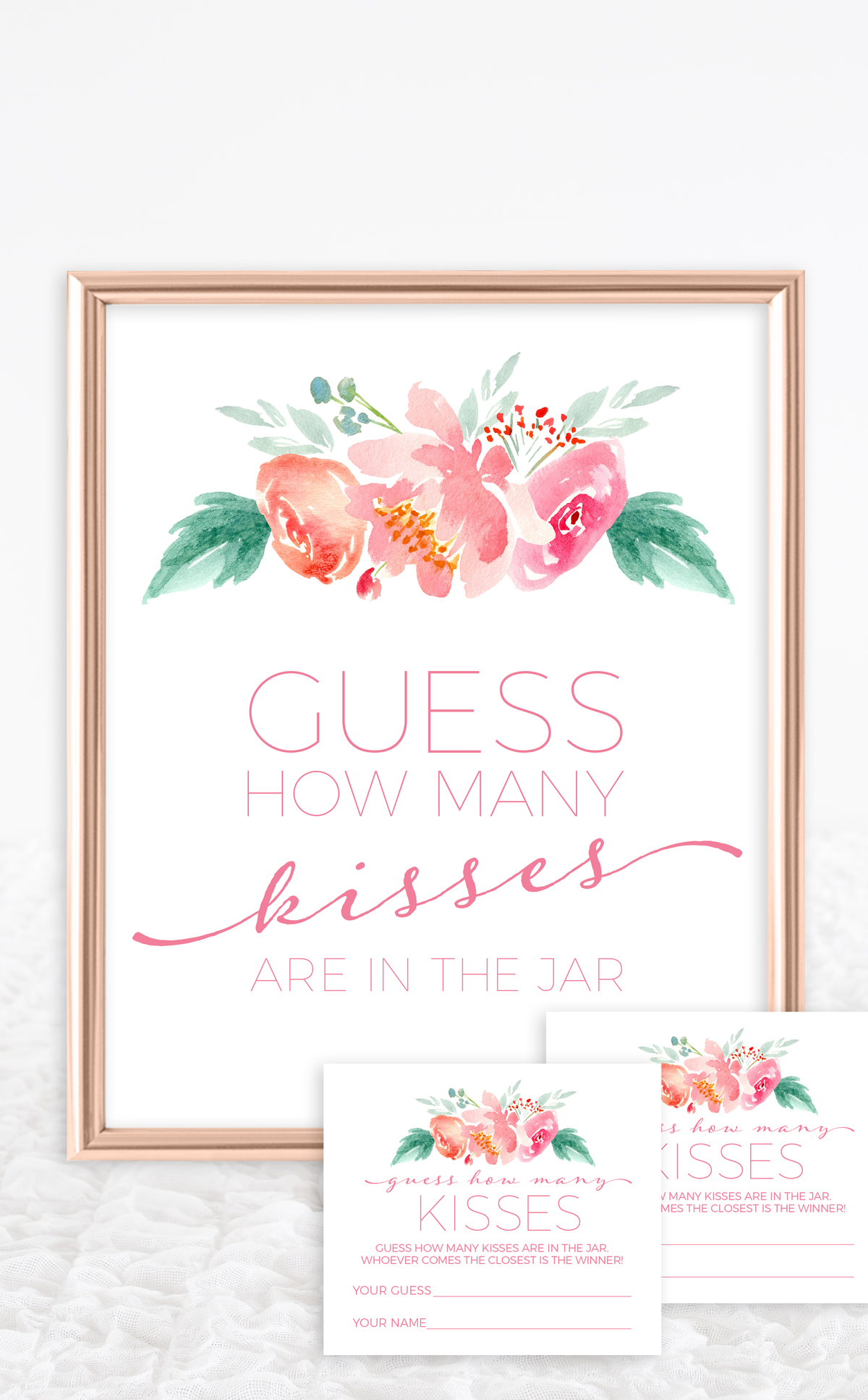 Azbuk Guess How Many Kisses Game With Box, Bridal Shower Game, Guessing Game For Bridal Shower, Special Wedding Shower Ideas, Guess How Many Kisses For The Soon To Be Mrs (50 Guessing Cards