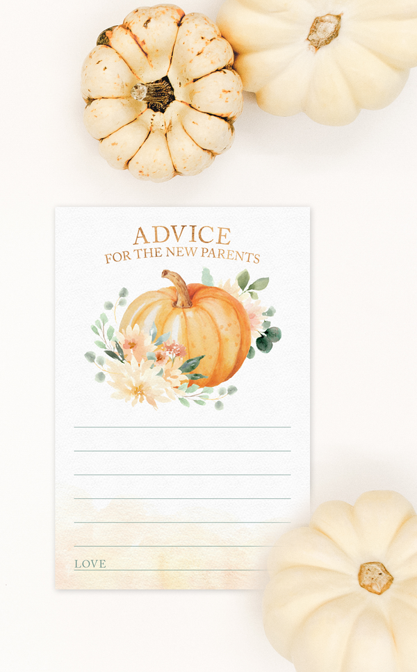 Pumpkin Baby Shower Advice Cards - ARRA Creative