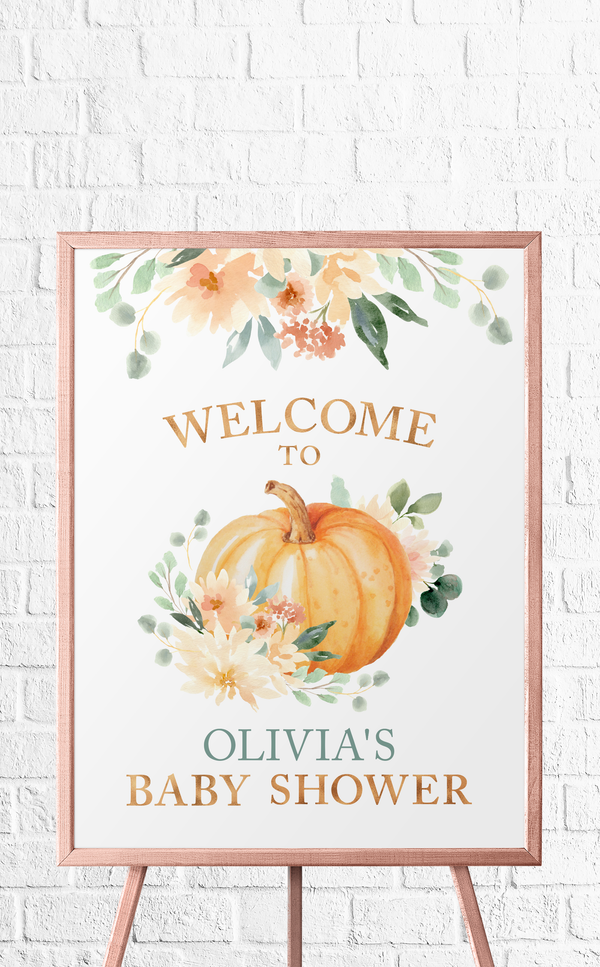 Pumpkin Baby Shower Welcome Sign | Fall Baby Shower Decorations