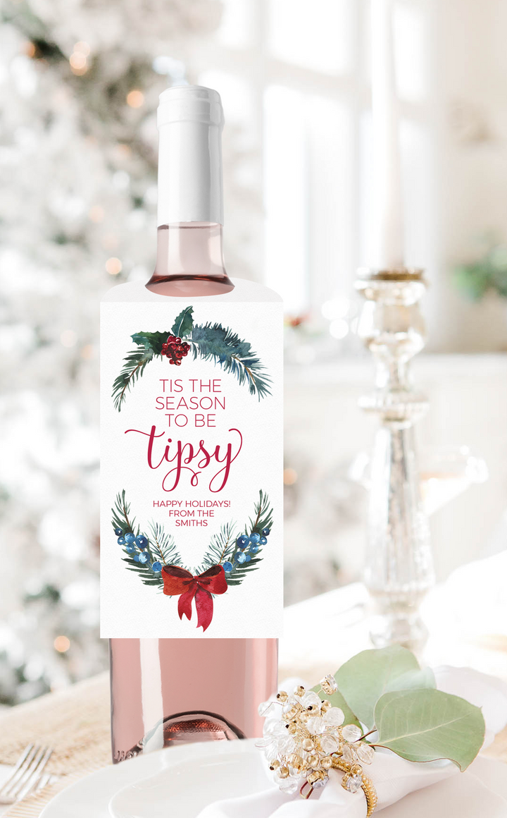 Printable Christmas Wine Bottle Gift Tags | Tis the Season to be Tipsy