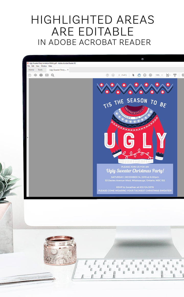 Ugly Sweater Christmas Party Invitation | Printable File you can Personalize