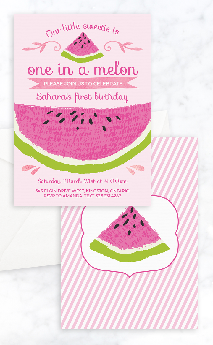 Watermelon Birthday Invitation - One in a Melon - ARRA Creative
