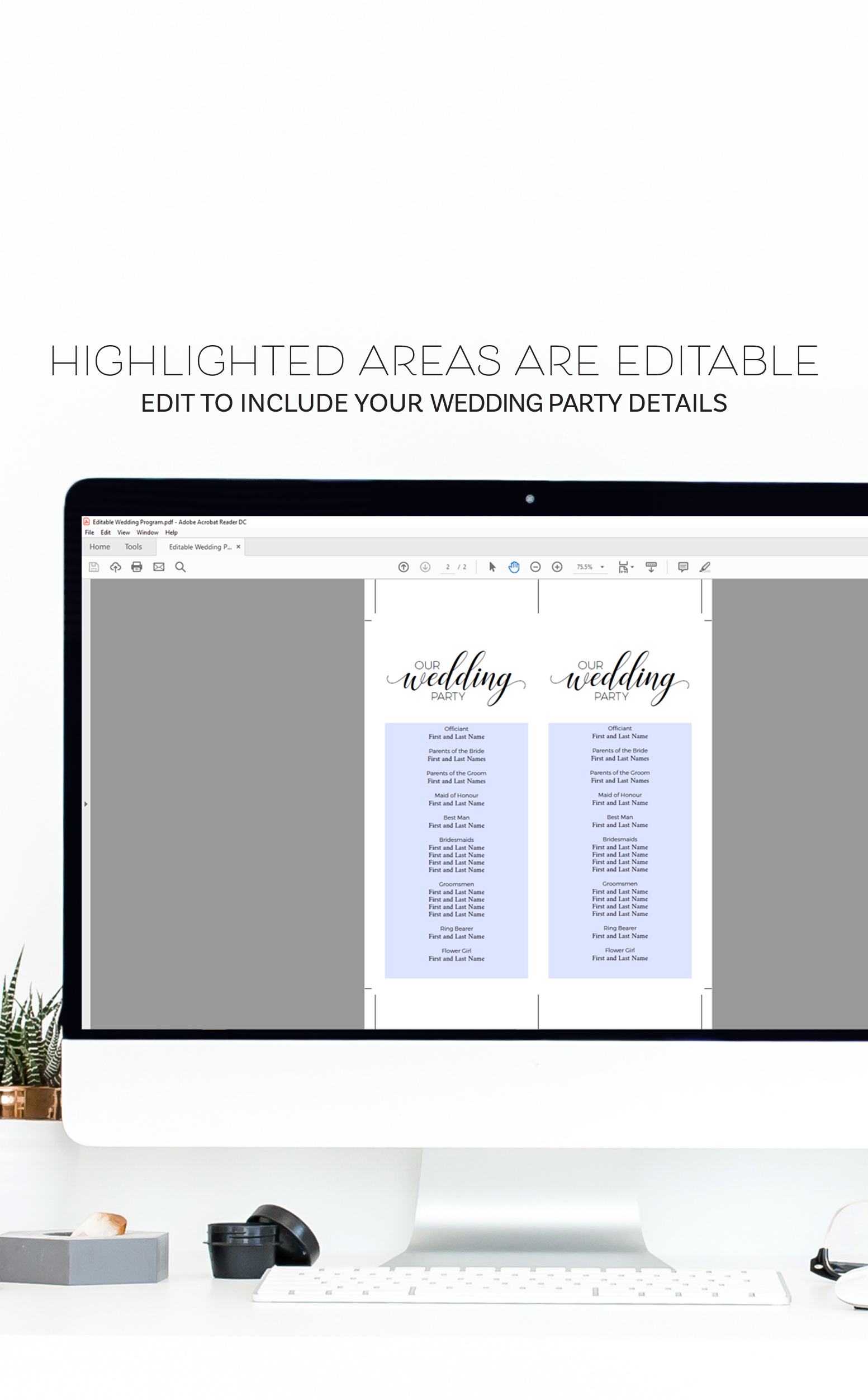 DIY Printable Wedding Program Template Black And White ARRA Creative