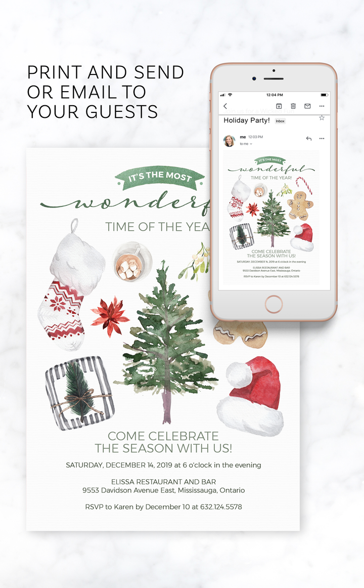 Most Wonderful Time of the Year Christmas Party Invitation - ARRA Creative